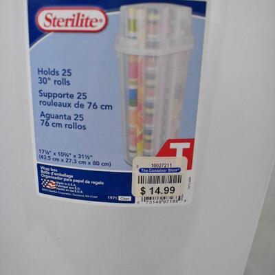 5 pc Plastic Home Goods: Sterilite Wrapping Paper Bin no lid + 4 Food Containers