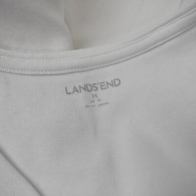 4 Women's Lands' End Short Sleeve V-Neck T-Shirts. Green, Navy, White, XL Petite