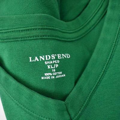 4 Women's Lands' End Short Sleeve V-Neck T-Shirts. Green, Navy, White, XL Petite
