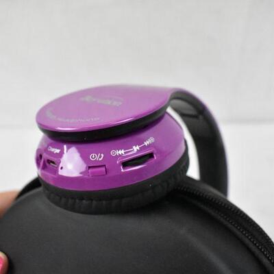 Beyution Purple Headphones. Bluetooth. No Charger. Adjustable. Works.  With Case