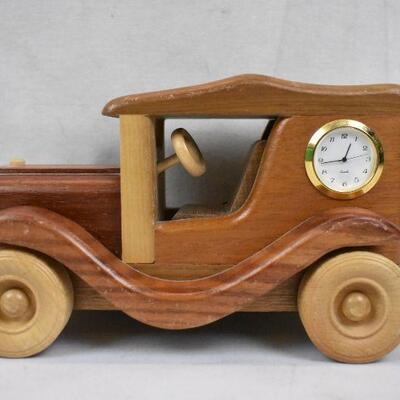 2 Wooden Clocks: Half Circle & Car