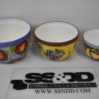 3 pc Decorative Ceramic Bowls by Lillian Vernon