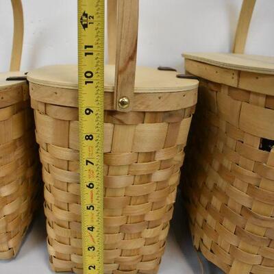 3 pc Decorative Baskets, Fishing Basket Style. Larges one has Damage