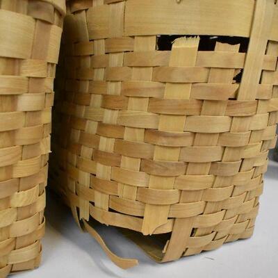 3 pc Decorative Baskets, Fishing Basket Style. Larges one has Damage