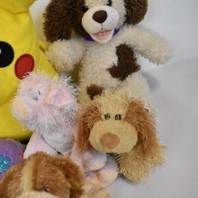 12 pc Stuffed Animal Toys: Pikachu, Dogs, Elephant, Turtle, Frog, etc.