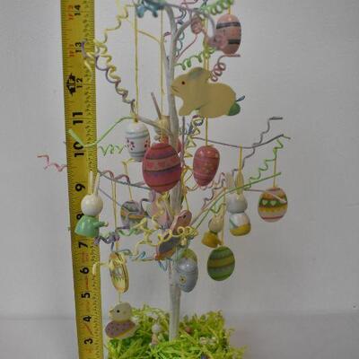 4 pc Easter Decor: Small Tree with Ornaments, Bunny, 2 Chicks, Chick & Egg