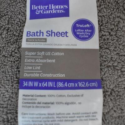 BH&G Thick & Plush Bath Sheet, Taupe Splash. Loose Thread, Marker Spot