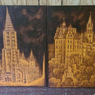 Lot 500D: Antique Wood Carved Panels German Castles