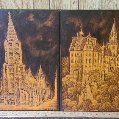 Lot 500D: Antique Wood Carved Panels German Castles