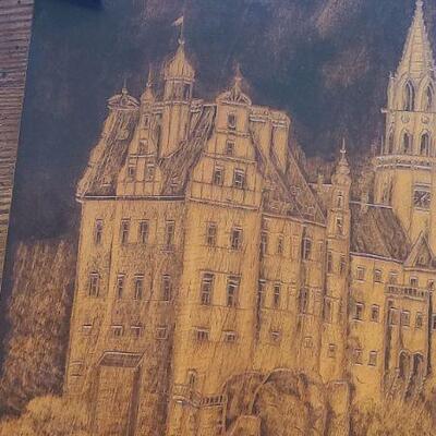 Lot 500D: Antique Wood Carved Panels German Castles