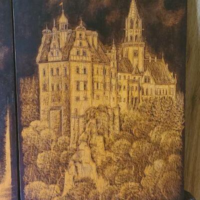 Lot 500D: Antique Wood Carved Panels German Castles