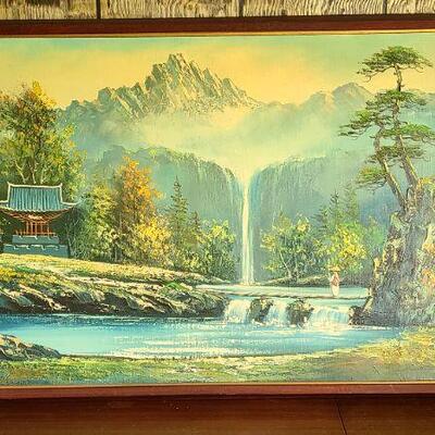 Lot 177: Vintage Painting and Wood Set