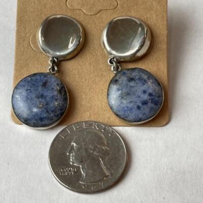 K695 Sterling Lapis Pin / Pendant Earring Set 