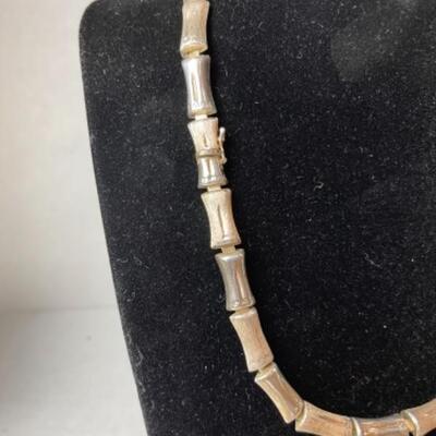K697 Sterling Sterling Bamboo Necklace Bracelet Set 