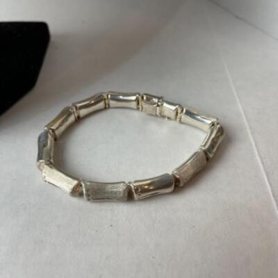 K697 Sterling Sterling Bamboo Necklace Bracelet Set 