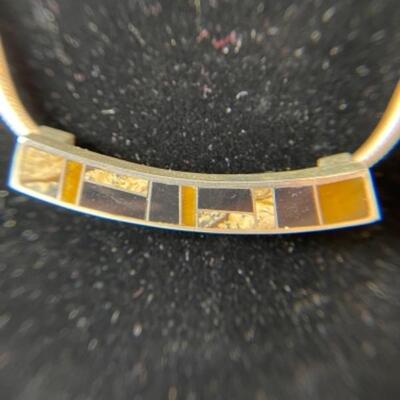 K698 Sterling Silver Earth tones Necklace Earring Set 