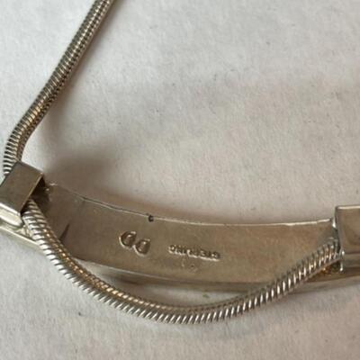 K698 Sterling Silver Earth tones Necklace Earring Set 