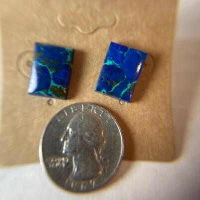 K699 New with Tag Pearl, Gold Blue Lapis Necklace with Earrings 