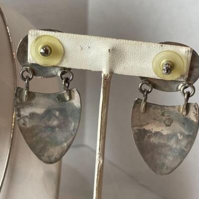 K701 Sterling Silver 3pc Blue Lapis Necklace /Slide Earring Set 