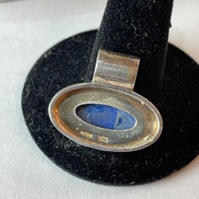 K701 Sterling Silver 3pc Blue Lapis Necklace /Slide Earring Set 