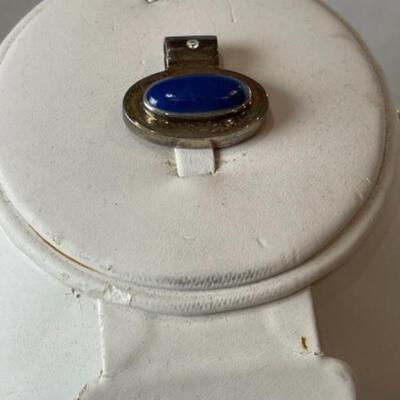 K701 Sterling Silver 3pc Blue Lapis Necklace /Slide Earring Set 