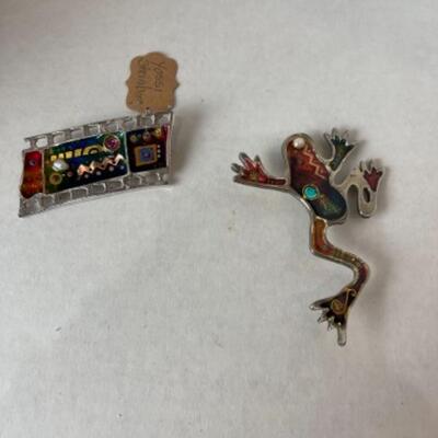 K705 Two Silver Artisan Pins by Yossi Steinberg 