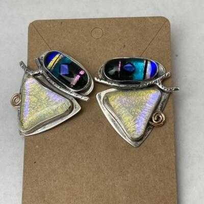 K706 Sterling Silver Artisan Dichroic Glass 3pc Set 