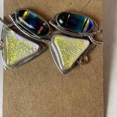 K706 Sterling Silver Artisan Dichroic Glass 3pc Set 