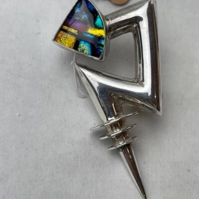 K706 Sterling Silver Artisan Dichroic Glass 3pc Set 