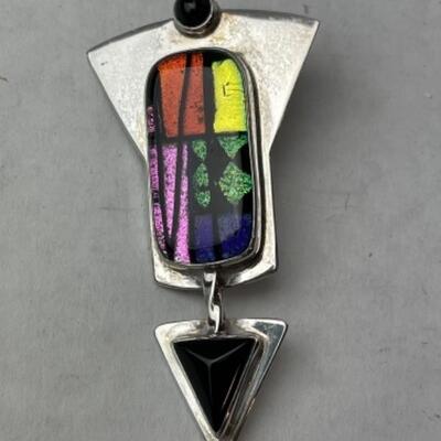 K706 Sterling Silver Artisan Dichroic Glass 3pc Set 