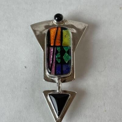 K706 Sterling Silver Artisan Dichroic Glass 3pc Set 