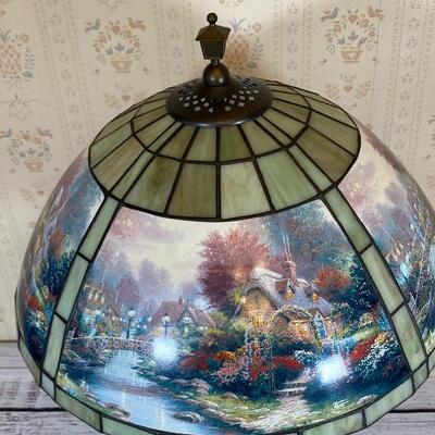 Thomas Kinkade Lamplight Bridge Table Lamp Collectible Stained Glass