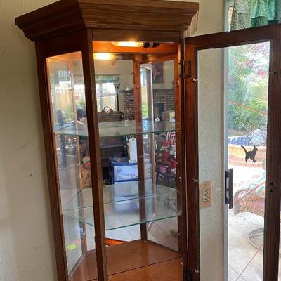 Mirrored Back Glass & Wood Curio Cabinet