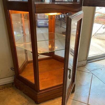 Mirrored Back Glass & Wood Curio Cabinet