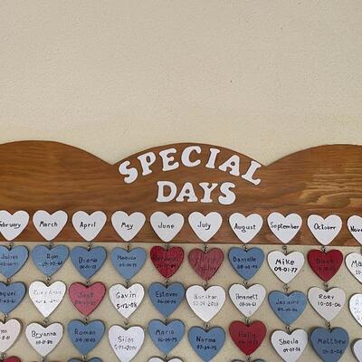 Special Days Monthly Birthday Reminder Calendar Wall Hanging