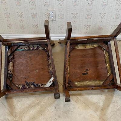 Pair of Vintage Wood Dining Room Desk Chairs 