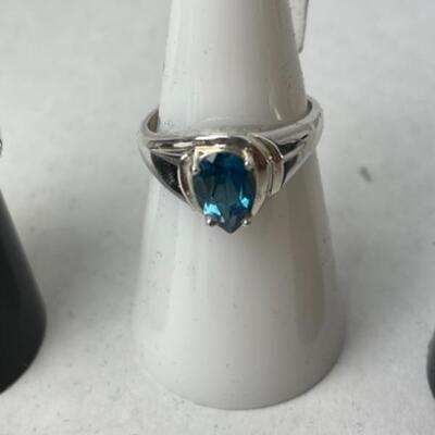 K731 Set of 3 Sterling Silver Opal, Topaz, Marcasite 