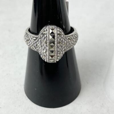 K731 Set of 3 Sterling Silver Opal, Topaz, Marcasite 