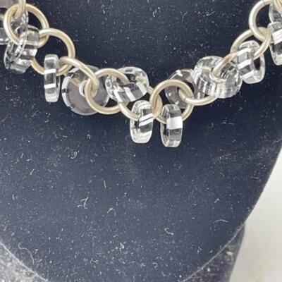 K733 Artisan 3pc Black and White Glass Bead Jewelry Set 