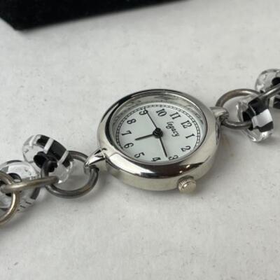 K733 Artisan 3pc Black and White Glass Bead Jewelry Set 