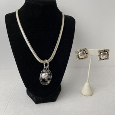 K734 Sterling Silver Dream Stone Pendant, Bracelet, Earring Set 