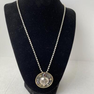 K736 Sterling 14k Yellow Gold Moon face Necklace Earring Set