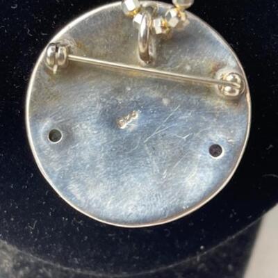 K736 Sterling 14k Yellow Gold Moon face Necklace Earring Set