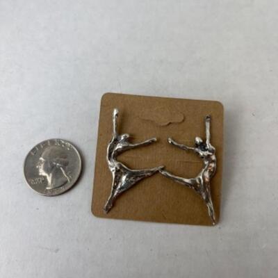 K739 Sterling Sunflower and Dancer Pierced Earring Set 