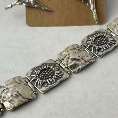 K739 Sterling Sunflower and Dancer Pierced Earring Set 