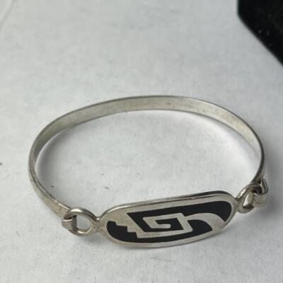 K741 Sterling TAXCO Mexican Necklace with Pin and Bracelet 