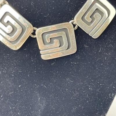 K741 Sterling TAXCO Mexican Necklace with Pin and Bracelet 