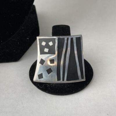 K741 Sterling TAXCO Mexican Necklace with Pin and Bracelet 