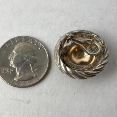 K743 Sterling 18k, 14k Ann King Basketweave Heart Pendant and Earrings 