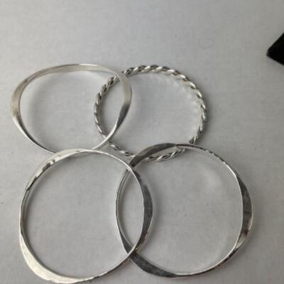 K744 Set of Four Sterling Slip On Bangle Bracelets